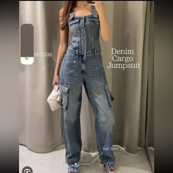 Zara Woman TRF Denim Cargo Jumpsuit Size. Medium Brand New Without Tag*** - Picture 1 of 6